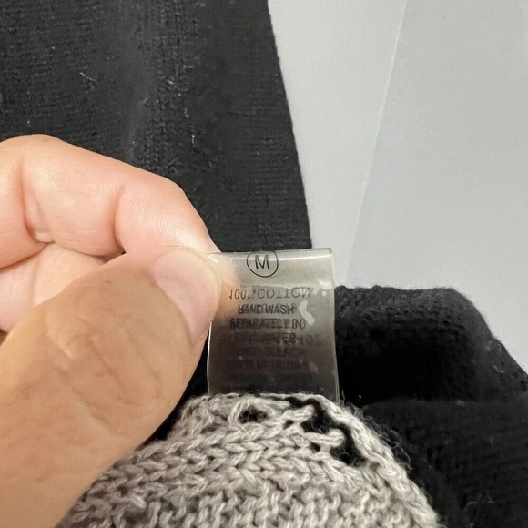 Evolution Cyrus Women’s Black Gray Sweater Medium Colorblock Chunky Knit Back - Picture 4 of 14